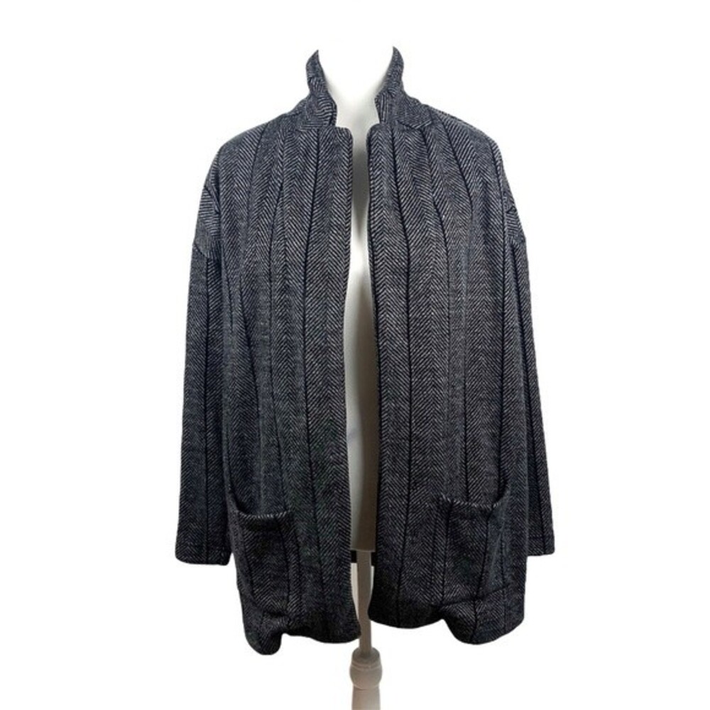 Revolve NEW Bobi Los Angeles Herringbone Knit Jacket Oversized Open Front Size S